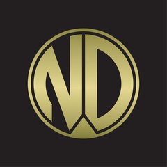 ND Logo monogram circle with piece ribbon style on gold colors
