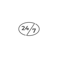 24 7 service time. Vector icon template