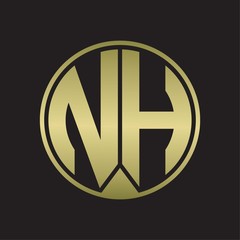 NH Logo monogram circle with piece ribbon style on gold colors