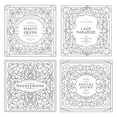 Collection of templates. Flourishes calligraphic ornaments and frames. Good for logos, books, jewelry, badges, postcard, banners, signes Vector illustration