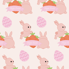 bunnies, carrots and easter eggs, seamless pattern