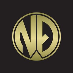 NQ Logo monogram circle with piece ribbon style on gold colors