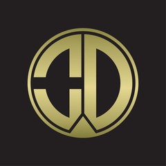 OD Logo monogram circle with piece ribbon style on gold colors