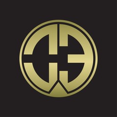 OE Logo monogram circle with piece ribbon style on gold colors