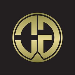 OG Logo monogram circle with piece ribbon style on gold colors