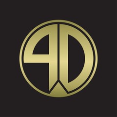 PD Logo monogram circle with piece ribbon style on gold colors