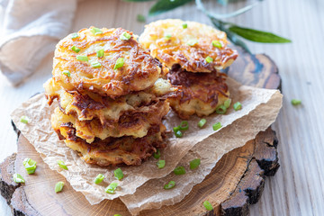 Draniki - potato fritters pancakes with a chive