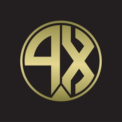 PX Logo monogram circle with piece ribbon style on gold colors