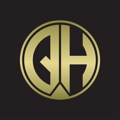 QH Logo monogram circle with piece ribbon style on gold colors