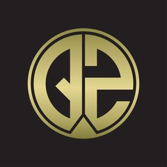 QZ Logo monogram circle with piece ribbon style on gold colors