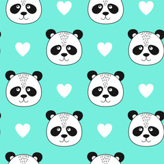 Seamless pattern with face panda
