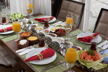gorgeous breakfast table and drinks