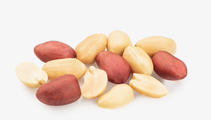 roasted peanut kernels isolated on white. entire image in sharpness