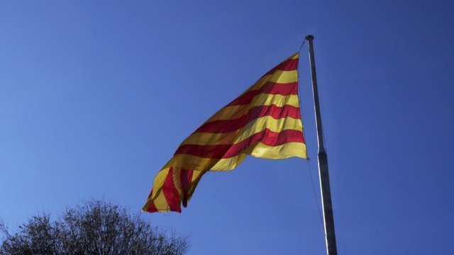 Catalan Flag flying in the Wind.