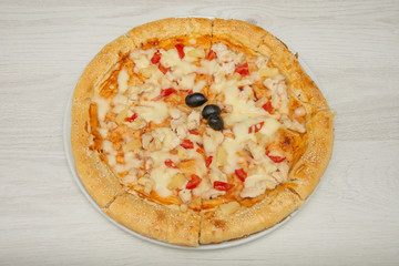 Hawaiian Pizza isolated on a white background 