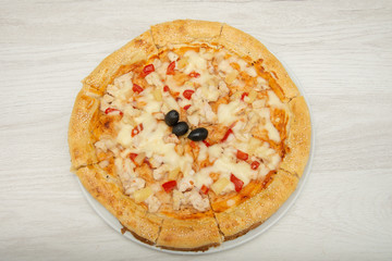 Hawaiian Pizza isolated on a white background 