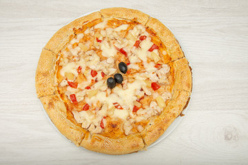 Hawaiian Pizza isolated on a white background 