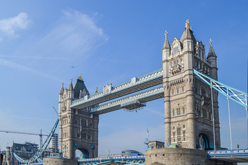 2018-09-23. United Kingdom. London. Side view of the Tower Bridge.