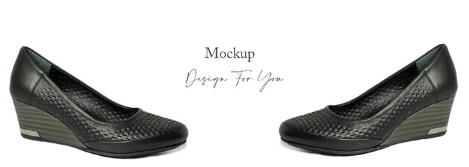 ladies leather shoes models, heels, sneakers, white background for your designs