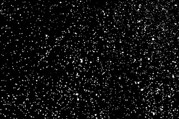 White Grainy Texture Isolated On Black Background. Dust Overlay. Light Coloured Noise Granules. Snow Vector Elements. Digitally Generated Image. Illustration, Eps 10.