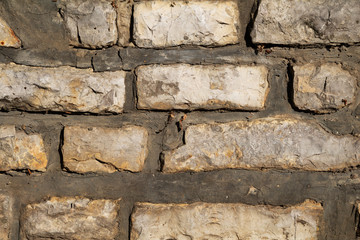 Old vintage white brick wall background texture