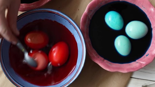 Preparing for Easter. Painting eggs for Easter