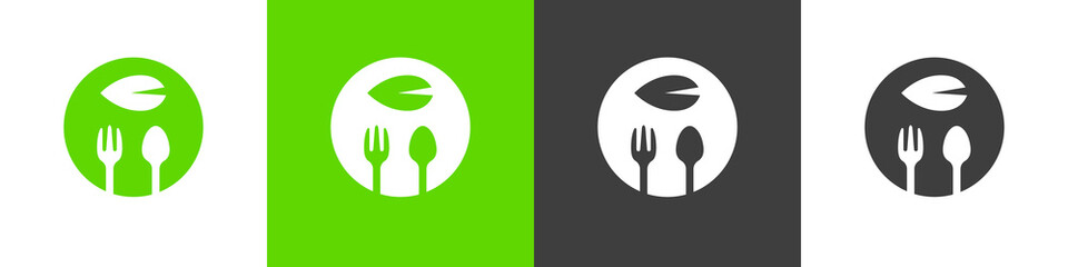 Set of eco food logos. Healthy eating icons. Healthy way of life. Healthy food.