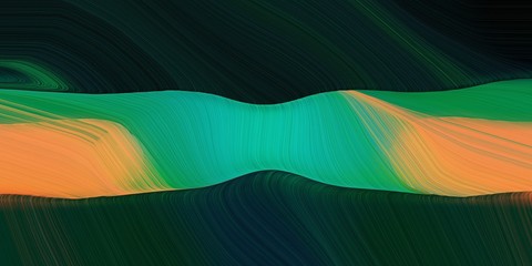 background graphic with modern curvy waves background illustration with peru, dark cyan and very dark green color