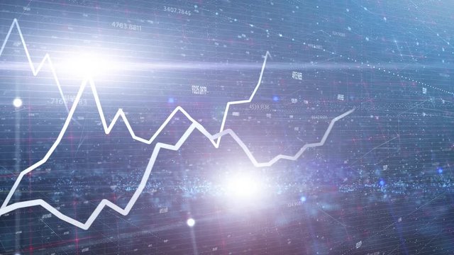 Business charts and infographs on blue, shiny, laser background. 