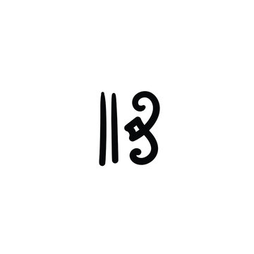 Simple vector icon. Hand drawn c clef. 
