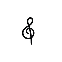 Simple vector icon. Hand drawn g clef. 