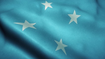 Micronesia flag waving in the wind. National flag of Micronesia. Sign of Micronesia. 3d illustration