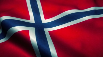 Norwegian flag waving in the wind. National flag of Norwegian. Sign of Norwegian. 3d illustration