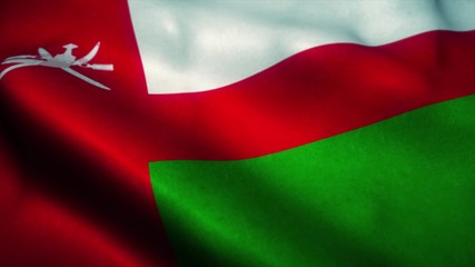 Oman flag waving in the wind. National flag of Oman. Sign of Oman. 3d illustration