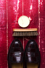 leather shoes brush and cream
