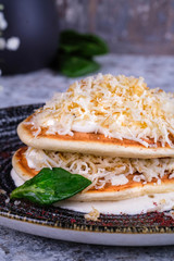 pancakes with cheese and greens 