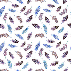 Watercolor eucalyptus branches seamless pattern. Hand painted floral texture with plant objects on white background. Natural tropical wallpaper