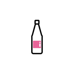 sparkling champagne bottle, line style and color