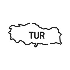 Turkey map black line icon. Border of the country. Pictogram for web page, mobile app, promo. UI UX GUI design element. Editable stroke.