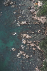Top down view of a rocky coastline