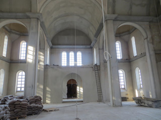 Fototapeta na wymiar interior of an Orthodox church under construction