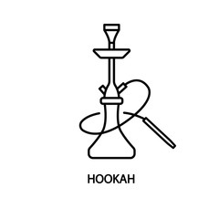 Hookah simple line icon. Shisha symbol. Concept for web banners and printed materials.