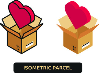 Open delivery parcel with heart
