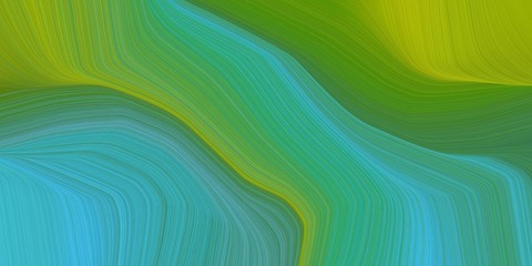 background graphic with modern curvy waves background illustration with medium sea green, medium turquoise and yellow green color