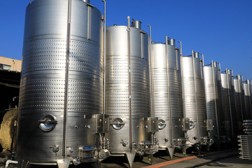 Steel tanks in winery