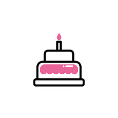 birthday cake, line style and color