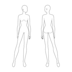 Fashion template of standing women. 