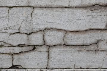cracks on the gray surface. broken wall