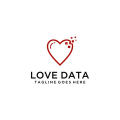 Creative modern Technology sign  with heart vector logo, Data And Technology 