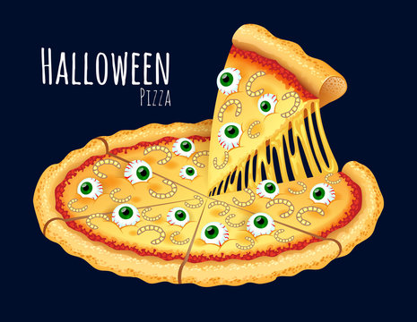 A vector illustration of a cooked Halloween Pizza